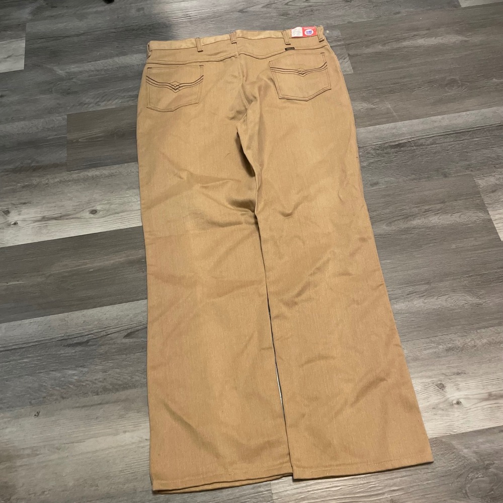 Vintage Maverick Mens Tan Khaki Work Pants Made in USA 38L A1134KH Scovill Zip